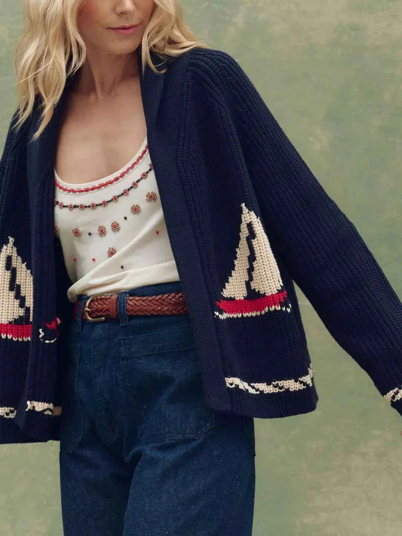 Open Front Long Sleeve Cardigan Navy b11f2369-300e-41e8-afd2-d044b9a90332-Max-Origin