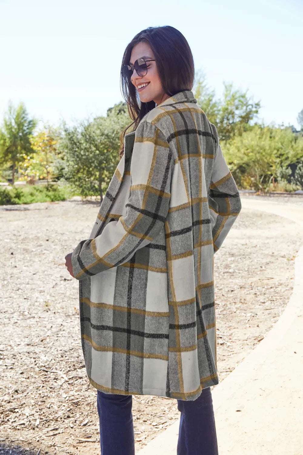 Double Take Full Size Plaid Button Up Lapel Collar Coat b124a19982084ba599adfe92ef62eefb-Max