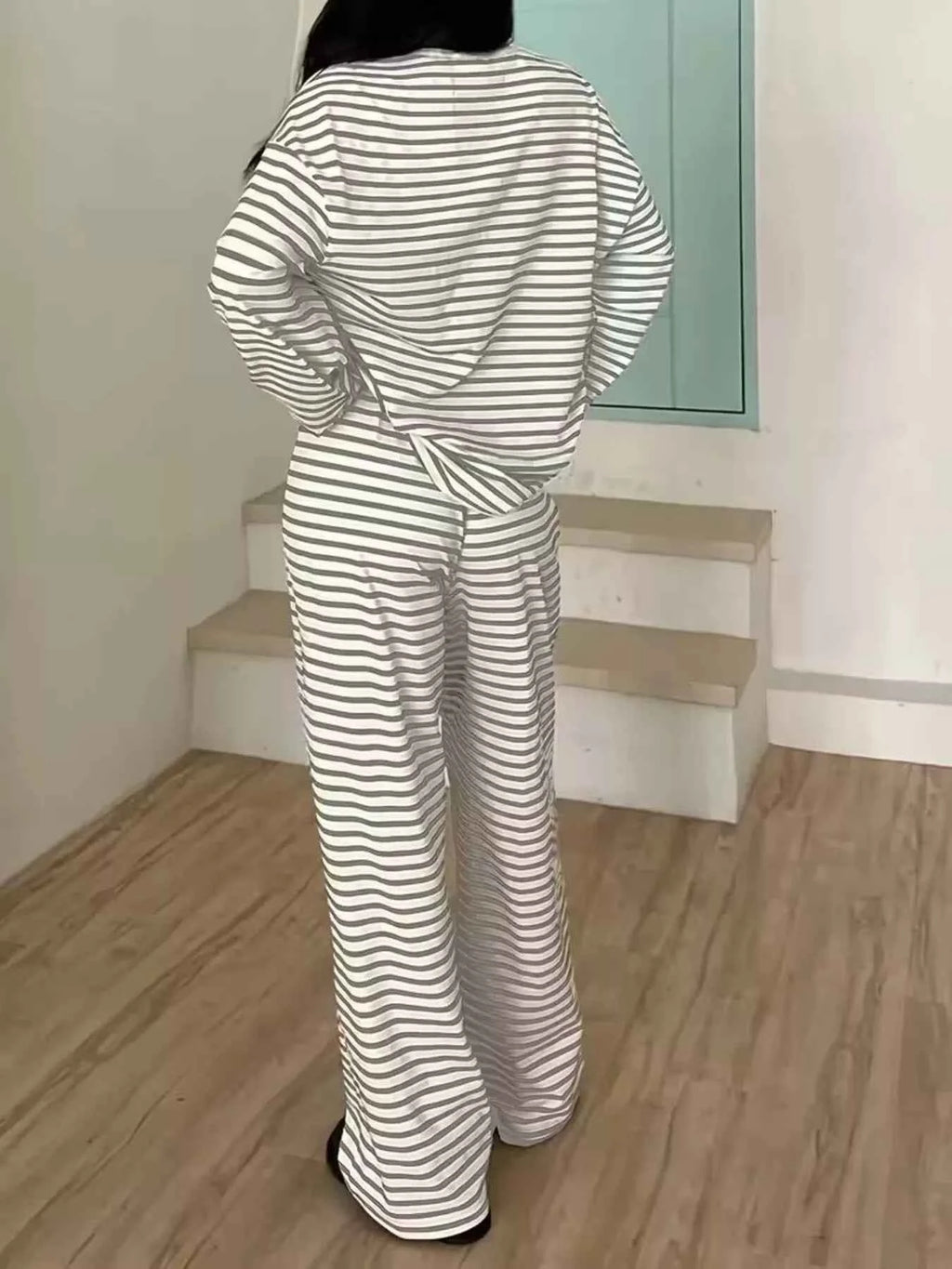 Striped Long Sleeve Top and Pants Set b132fd0987e34764826dddf385c2e4ed-Max-Origin