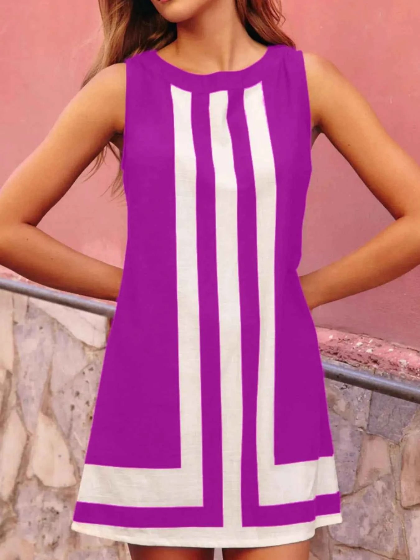 Striped Round Neck Sleeveless Dress Purple b139f73c-0033-4c52-a69d-b809c28d1a6b-Max-Origin