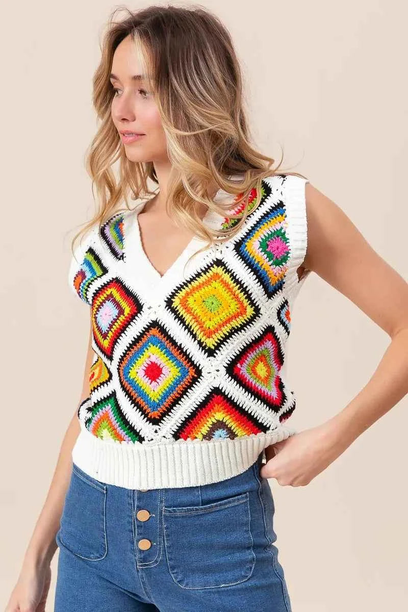 BiBi Diamond Granny Square Sweater Vest b13cc58284a44557927bacfbe5473ca3-Max-Origin