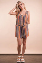 VERY J Crochet Multi Color Striped Casual Summer Romper b13cd52a57de417fb278858bdf7d8b0e-Max-Origin