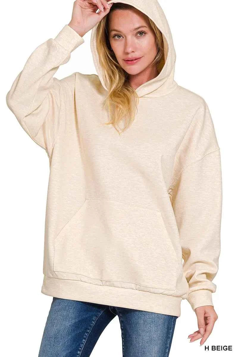 Zenana Oversized Scuba Hoodie with Kangaroo Pocket H BEIGE b13e0c7ea2f3411491042dd0926bc878-Max-Origin