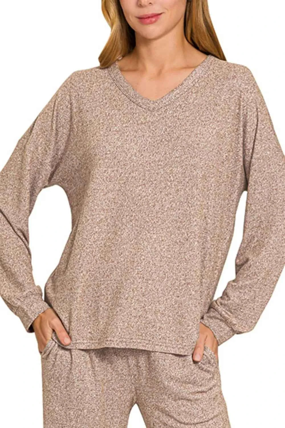 Zenana Soft Melange Long Sleeve Tee & Pants Set b159523d-4cb4-4ddd-8da1-c62d05b68138-Max-Origin
