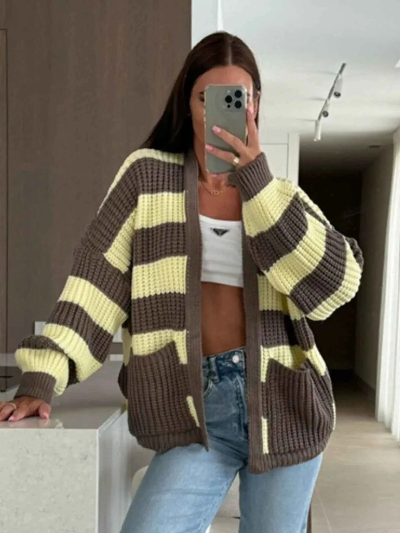 Striped Open Front Long Sleeve Cardigan b15a44fe-c19d-41a9-8c45-7946aadd0359-Max-Origin