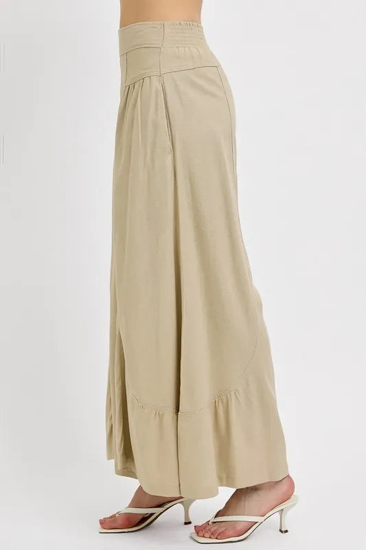 Shirring Detail Wide Leg Pants b1719cb0-c2d6-4aac-9abb-cf7b5d2b536c-Max