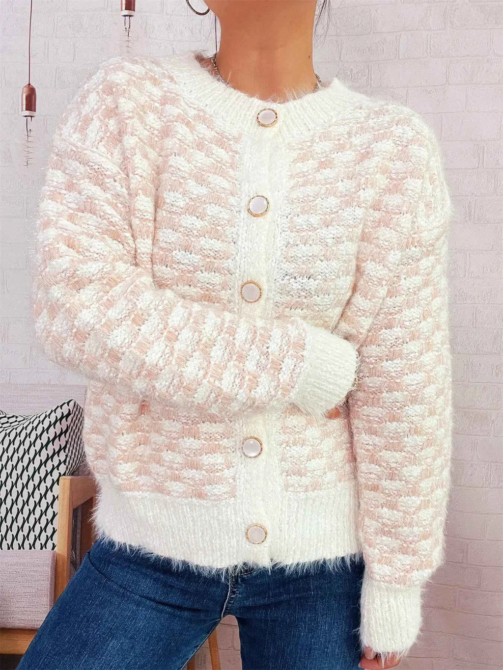 Fluffy Textured Button-Up Cardigan b174677723da41ef830bc8b2cdb88bb2-Max-Origin