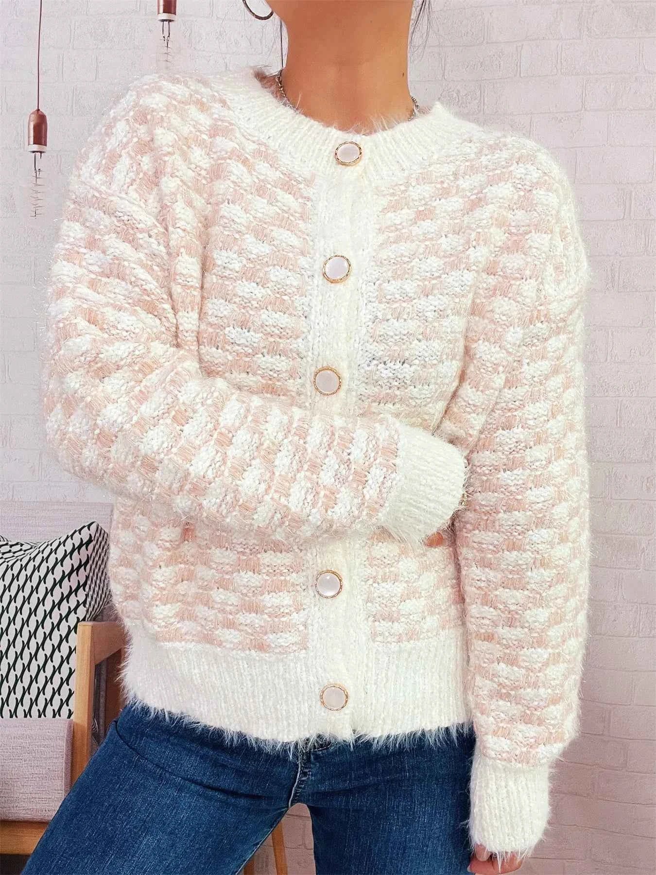 Fluffy Textured Button-Up Cardigan b174677723da41ef830bc8b2cdb88bb2-Max-Origin