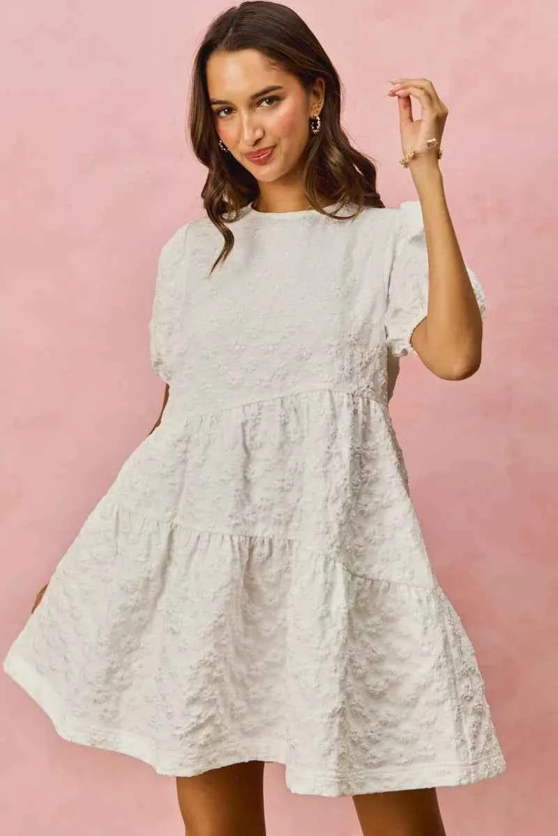 SO ME Floral Jacquard Diagnol Tiered Short Mini Dress b17ea58f845845a8ab9cd7811b6dc2ab-Max-Origin