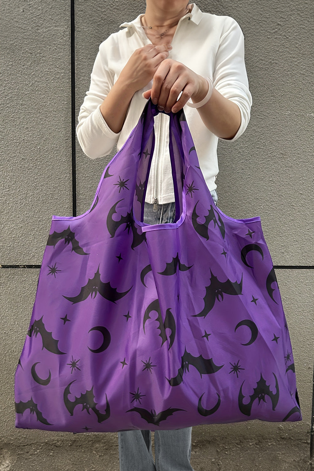 Black Goth Halloween Pumpkin Large Capacity Foldable Tote Bag b1846babcb4ee108