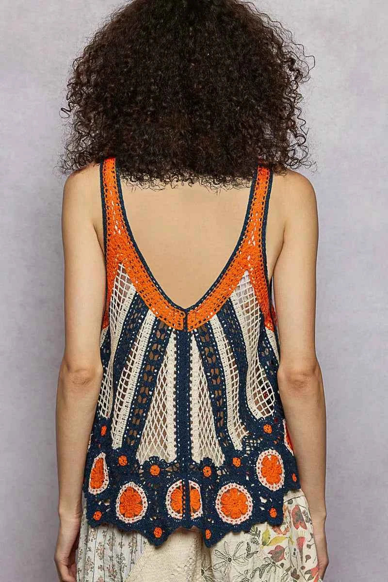 POL Openwork Stripe Pattern Flowy Tank with Scalloped Edge b197d8fe-48a1-46c6-b42e-301f1d8d5ceb-Max-Origin