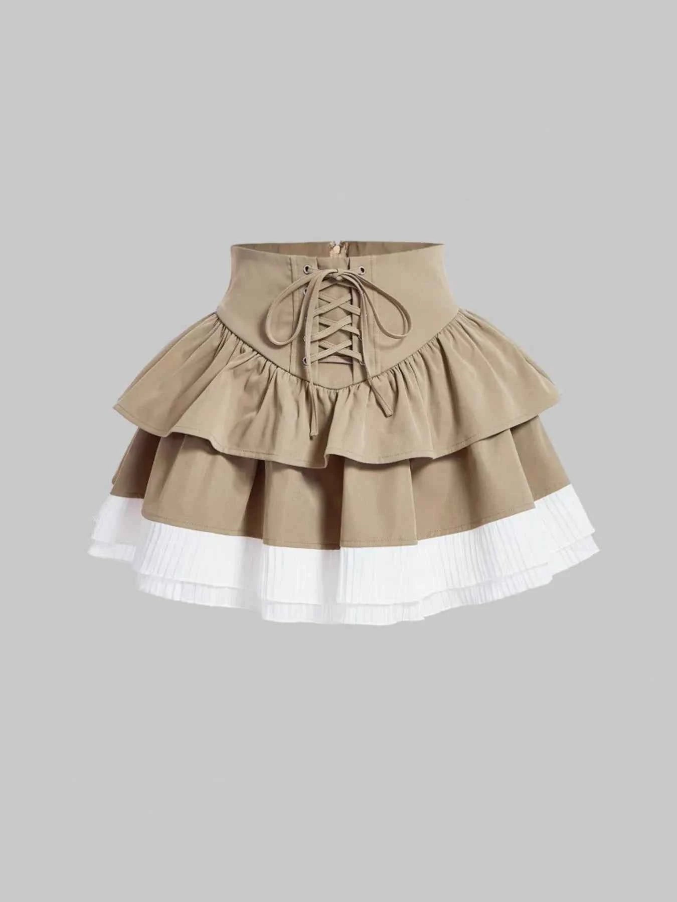 Lace Up Ruffled Layered Skirt b19873bd8ee3428cb396729a8d0081ef-Max-Origin