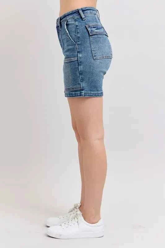 Full Size High Rise Denim Shorts Plus Size b19ea89e-68e7-4fe5-820b-c54057fca4fe-Max