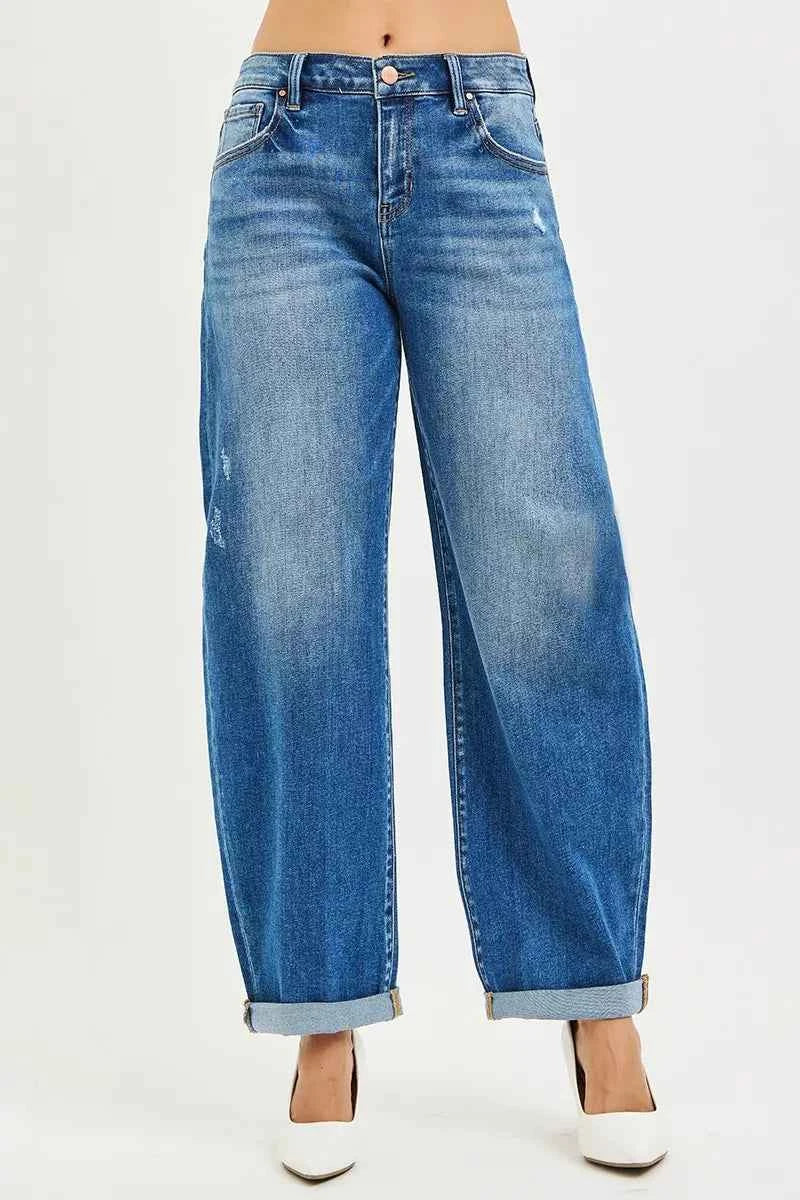 RISEN Full Size Mid Rise Barrel Double Roll Up Jeans Plus Size b1b23295b22f434ea893c18ad00f386b-Max-Origin