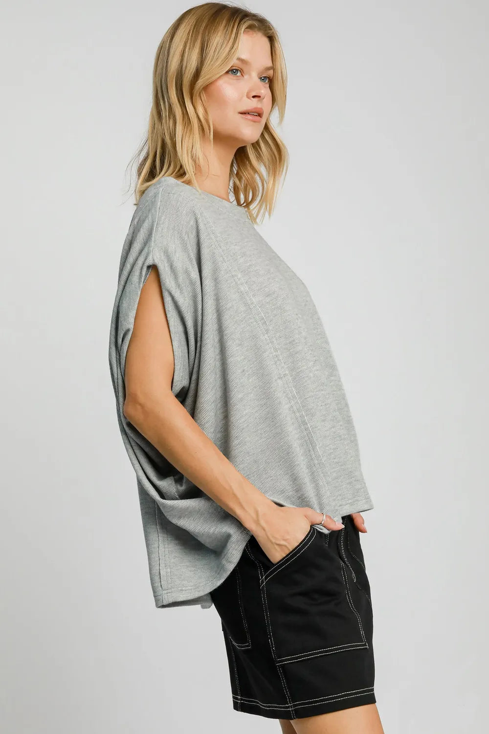 Umgee Exposed Seam Round Neck Batwing Sleeve Knit Top b1c40190-6197-4ab6-aa06-874a7bf7d8f5-Max