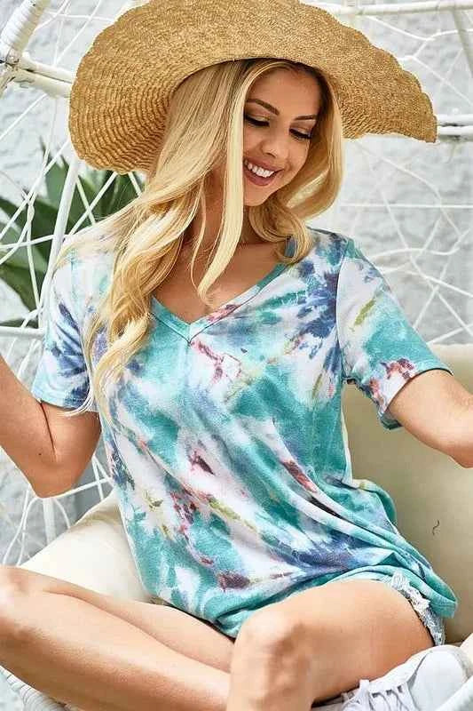 Tie Dye Terry V Neck Top b1e59d8ea0c74f95b200687e52d1c1c7-Max-Origin