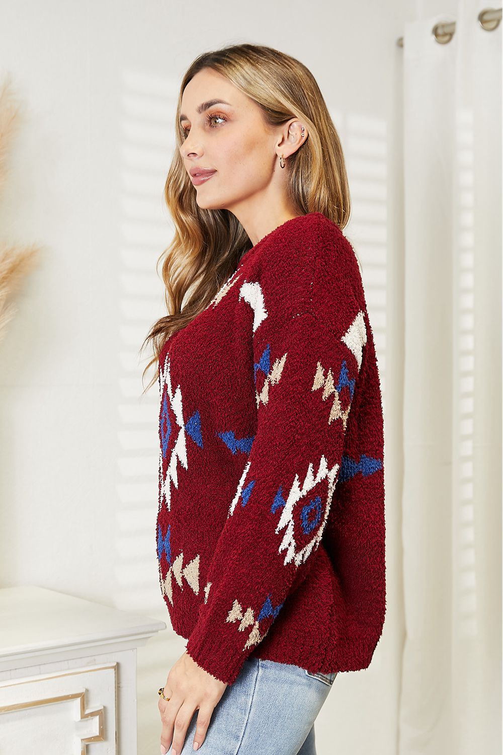 HEYSON Full Size Aztec Soft Fuzzy Sweater b1e5c0bf3e64403e88d9fe1610a8d2e2-Max