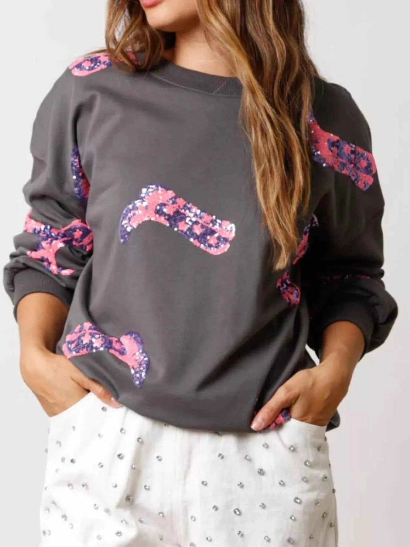 Sequin Boot Crewneck Sweatshirt b1e96d4a-15a3-402e-a3a4-cc6415b3b7b1-Max-Origin