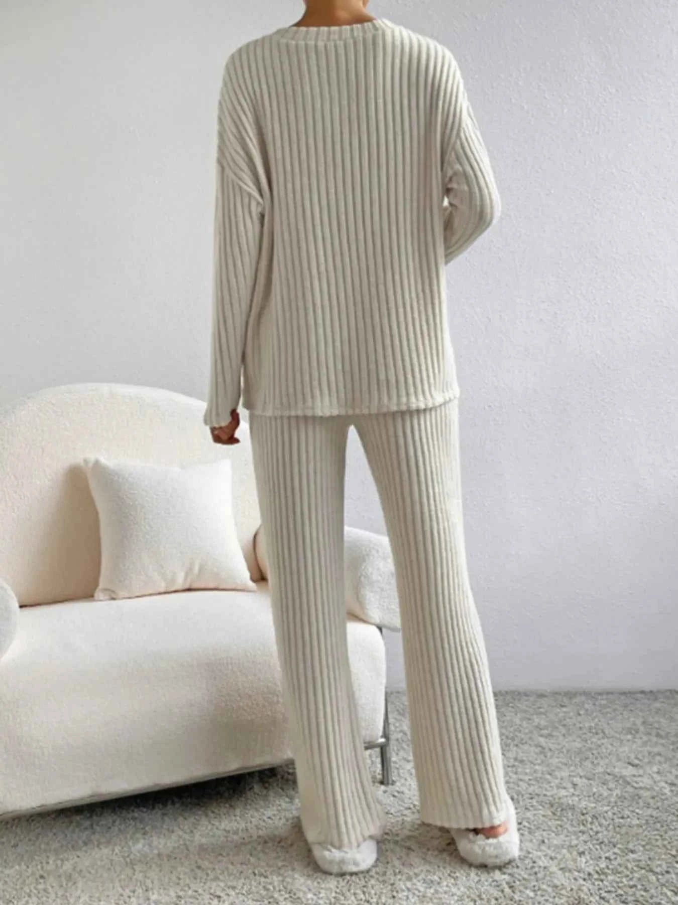 Ribbed Knit V-Neck Top and Pants Lounge Set b1f1daa49ee04566817ab54359fe6c9e-Max-Origin