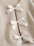 Bow-knot Front V-Neck Knit Cardigan b2006aa385554e31b8d81f9e96da35a7-Max-Origin