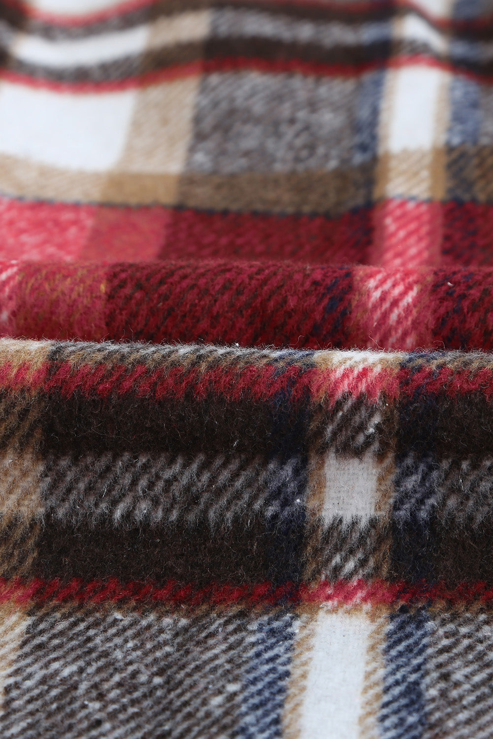Red Plaid Button Front Pocket Shirt Shacket b206bb067722afaa