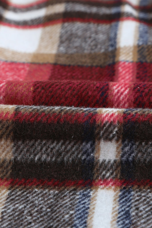Red Plaid Button Front Pocket Shirt Shacket b206bb067722afaa