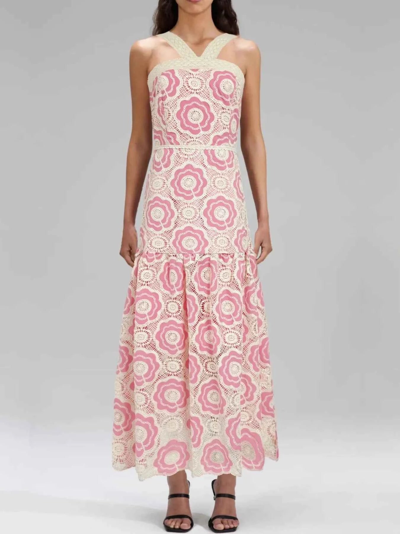 Lace Sleeveless Tiered Midi Dress Pink b209fcee-9e6e-4129-ac67-564f62b97219-Max-Origin