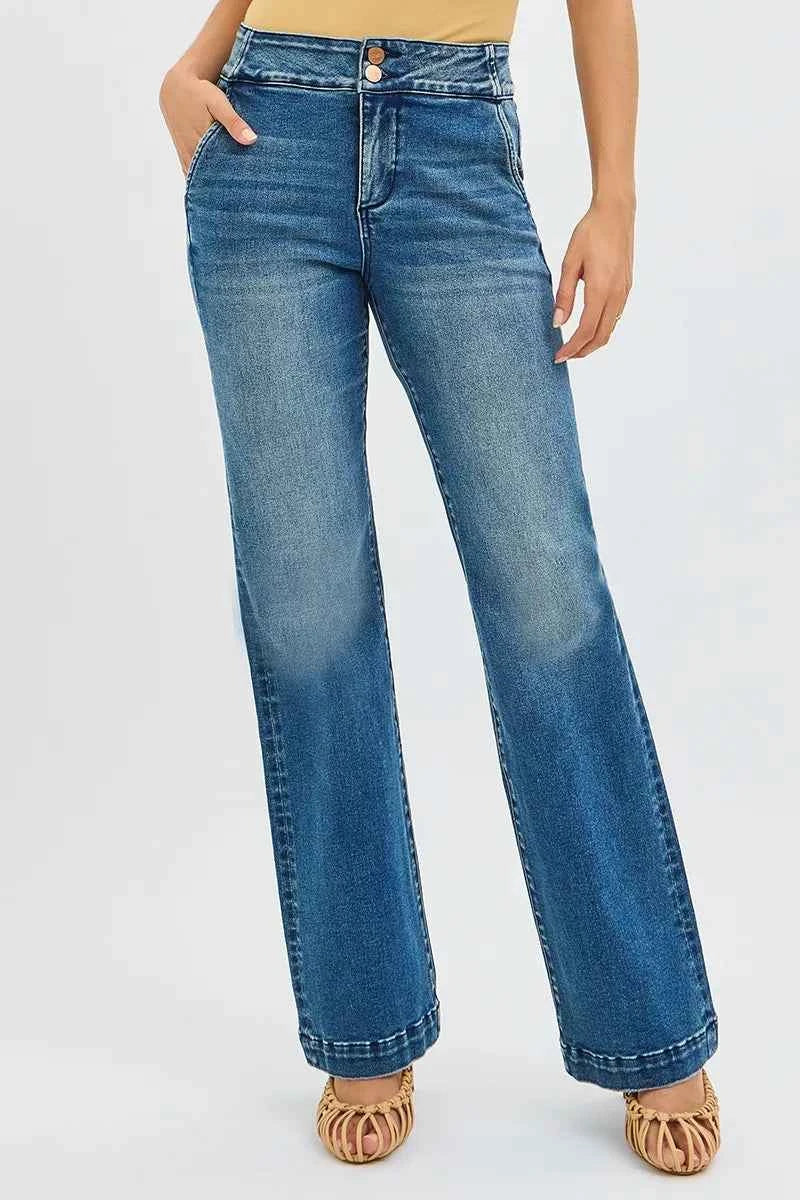 RISEN Full Size Tummy Control High Rise Bootcut Jeans with Double Button Waistband Plus Size b211e20dc5f24c7891b65fee1a5f1603-Max-Origin
