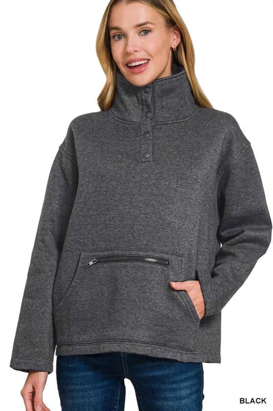 Zenana Fleece Washed High Neck Kangaroo Pocket Sweatshirt b213859cbae8439dbd66c6ba4009bbdf-Max-Origin