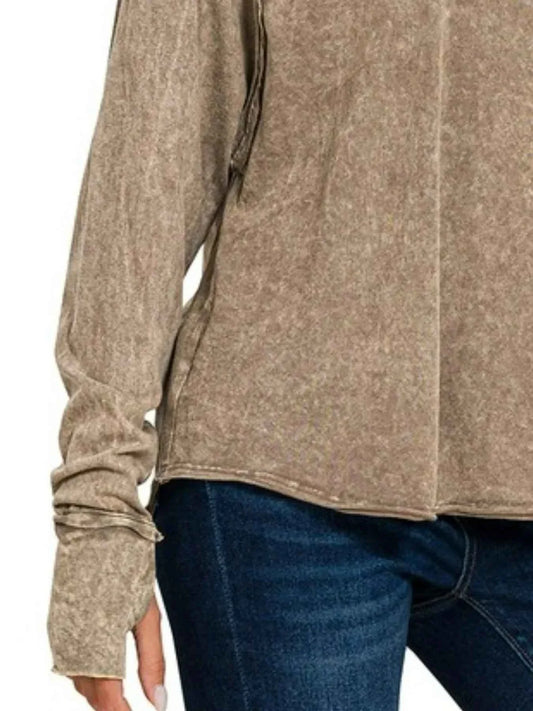 Crinkle Washed Thumb Hole Cuffs Long Sleeve Top b2189156-f4bd-4ab0-8cd3-d199ffe3b127-Max-Origin