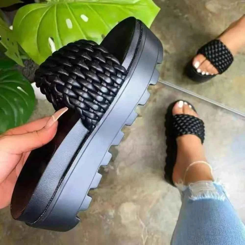 PU Leather Open Toe Platform Sandals Black b219e6cd-230e-4123-9030-758dcef50a68-Max
