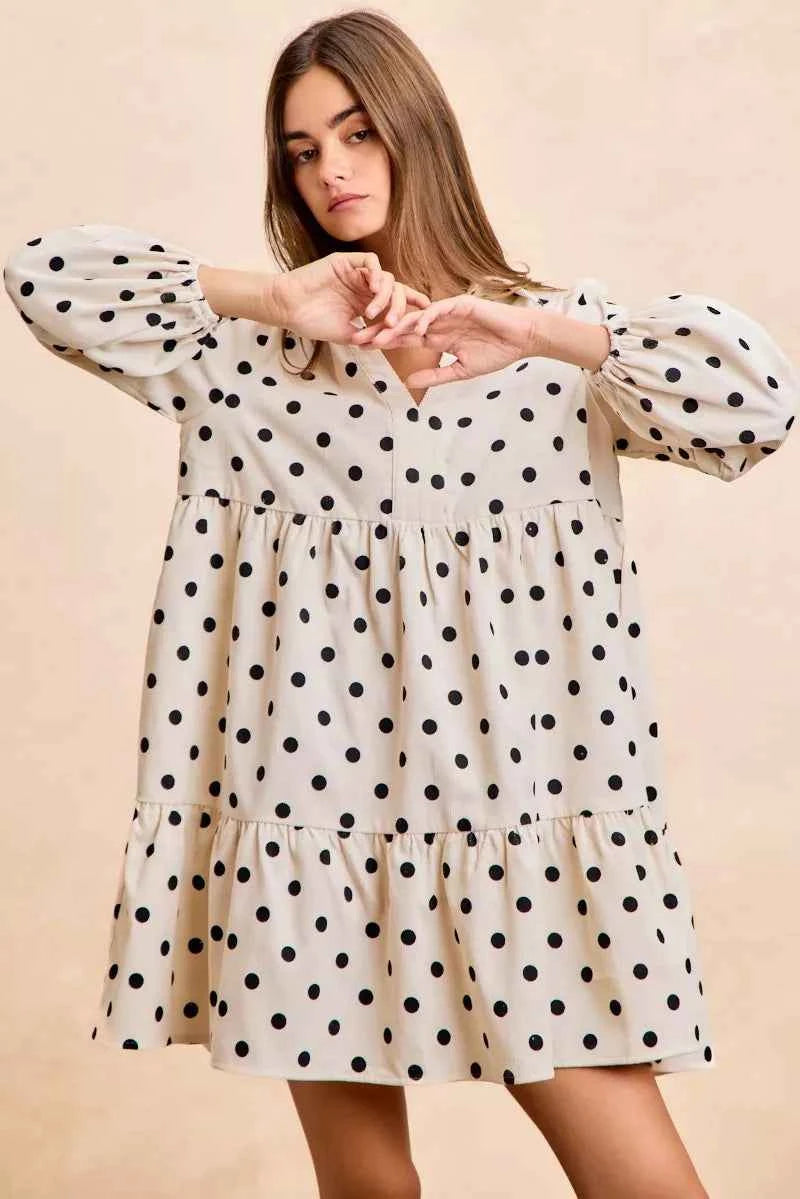 BiBi Polka Dot Corduroy Collared V Neck Dress b21dbbc0dcb0462cbace1826f6fa08e4-Max-Origin