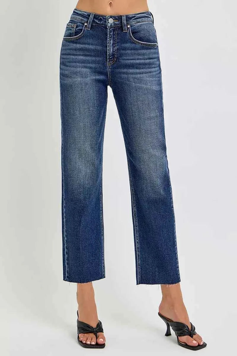 RISEN High Rise Slim Barrel Jeans DARK b237a467d2294d97ae3236185497c36a-Max-Origin