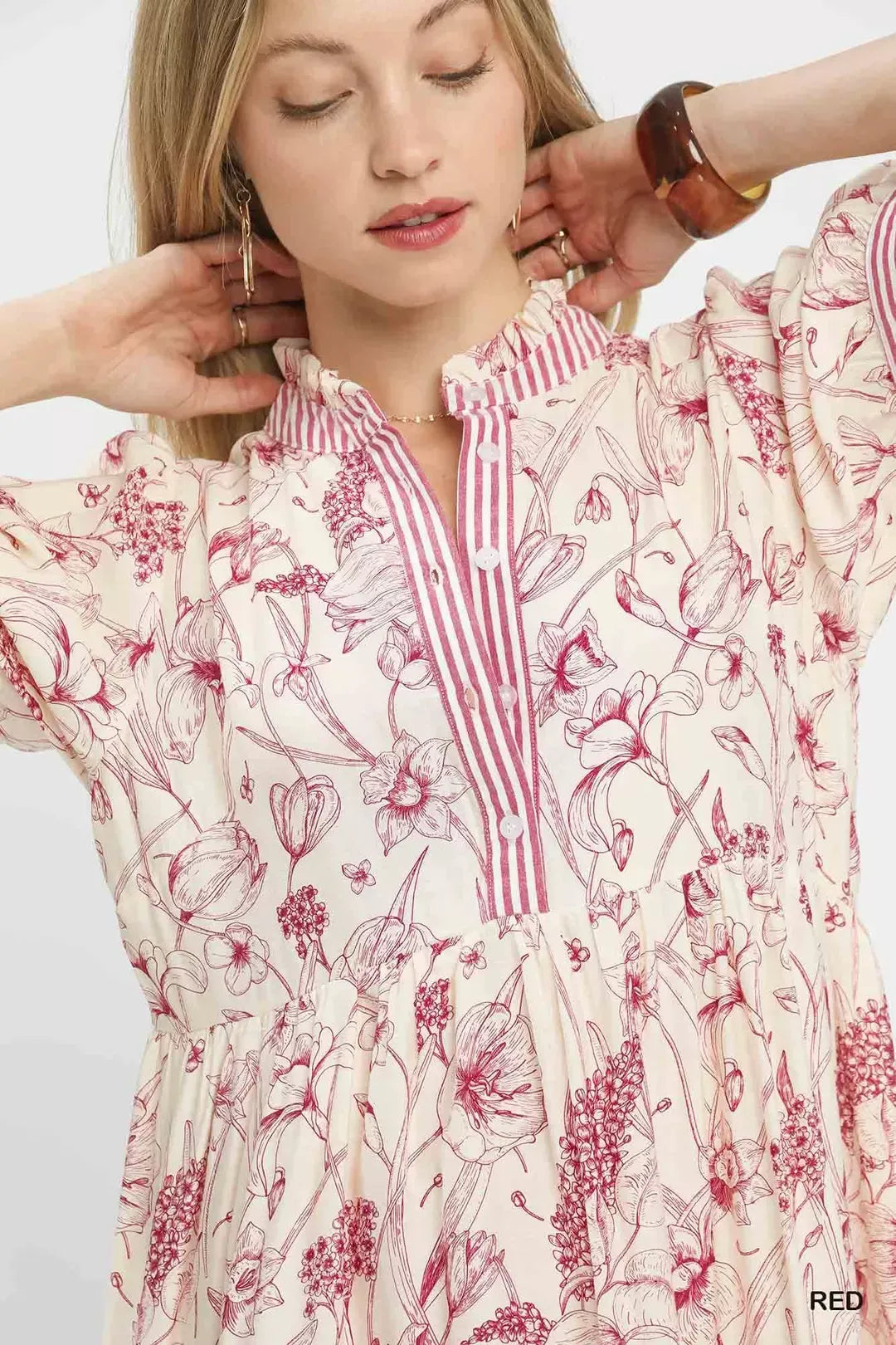 Umgee Floral Tiered Midi Dress with Ruffle Trim b249f686-304b-40fb-8d92-833d8c7f9848-Max-Origin