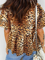 Leopard Print Short Puff Sleeve Slit Neck Babydoll Blouse b2654133fad24acf8e4d6e70d518b475-Max-Origin