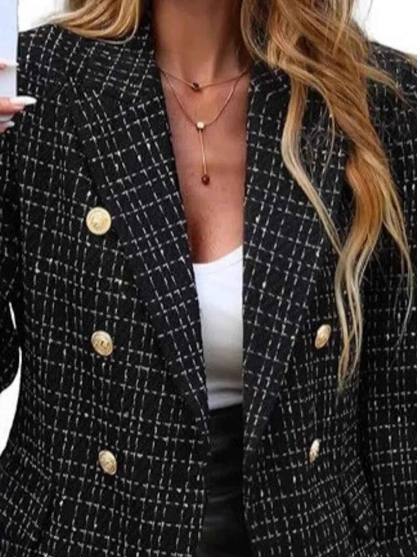 Double-Breasted Lapel Collar Blazer b26714e6-9339-423e-88e3-e6cfb0f617d6-Max-Origin