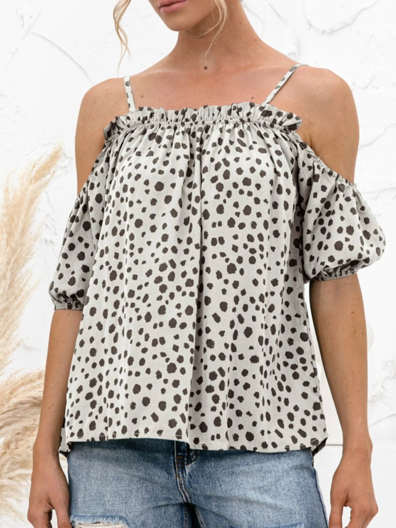Puff Sleeve Polka Dot Ruffle Cami Top b26ca057-24c2-434e-b0ea-7de36c808ab3-Max-Origin