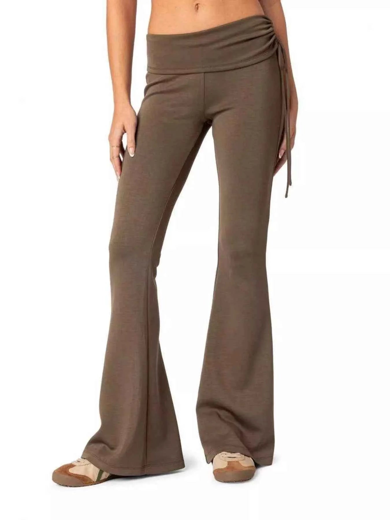 High-Waisted Flare Pants Khaki b270b2fb-03b0-42c9-9708-d4cd79e25fd3-Max-Origin
