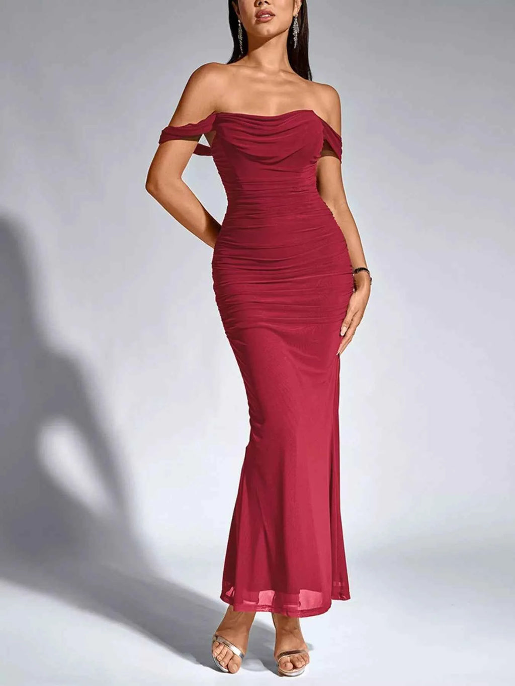 Off-Shoulder Ruched Mermaid Maxi Dress Burgundy b278f57f-9c08-482f-b648-4adc01d04fb5-Max-Origin
