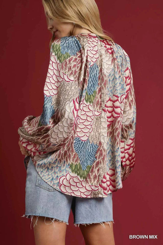 Boho Feather Print Peasant Blouse b27fa78b-52f9-4920-a8f5-b453400e3f90-Max-Origin