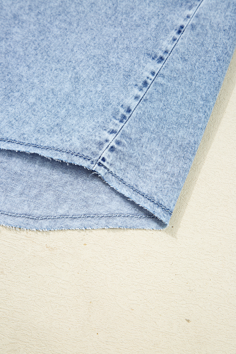 Beau Blue Chest Pocket Raw Hem Denim Loose Shirt Dress b28b16dc703d204f