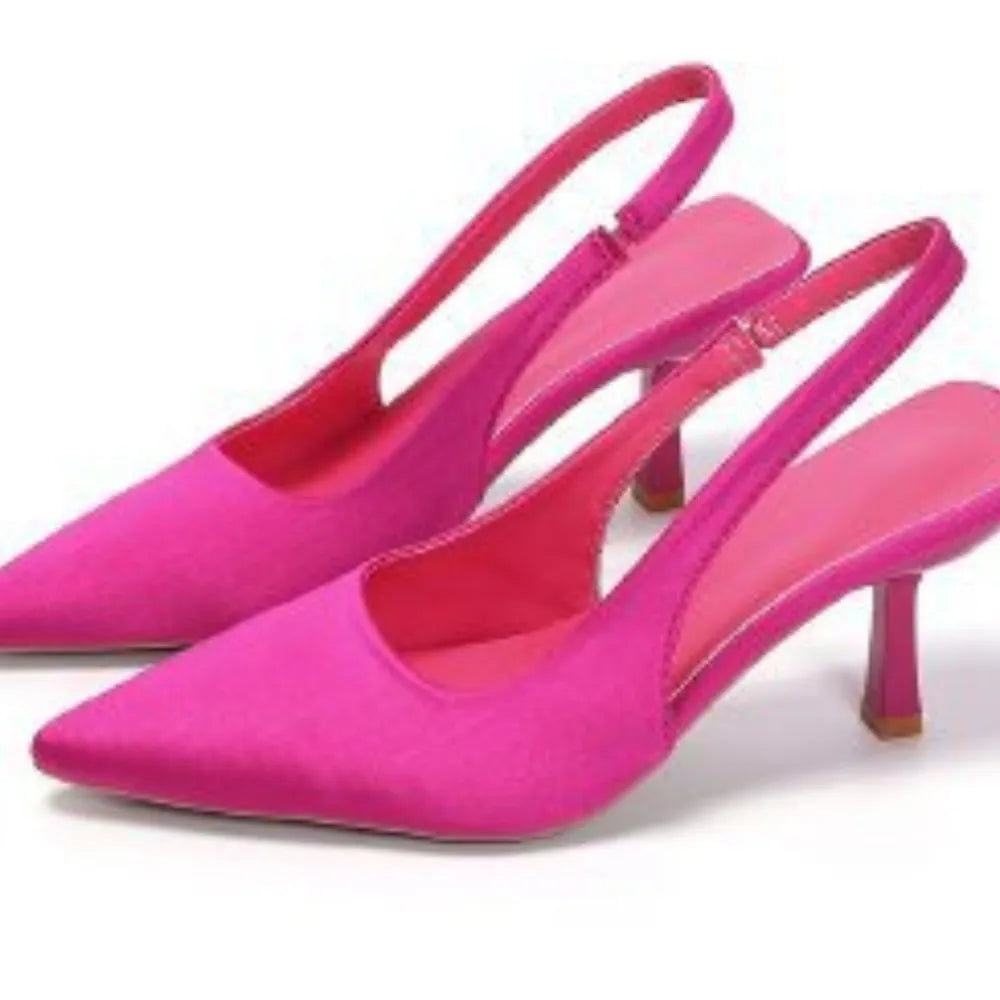 Point Toe Kitten Heel Slingback Pumps Hot Pink b290391a-b745-4202-a1cd-01978305a63e-Max