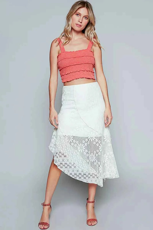 Ruffled Floral Lace Skirt with Unbalanced Hem b298137d-af76-4194-bc5a-0e7caa7d202a-Max-Origin