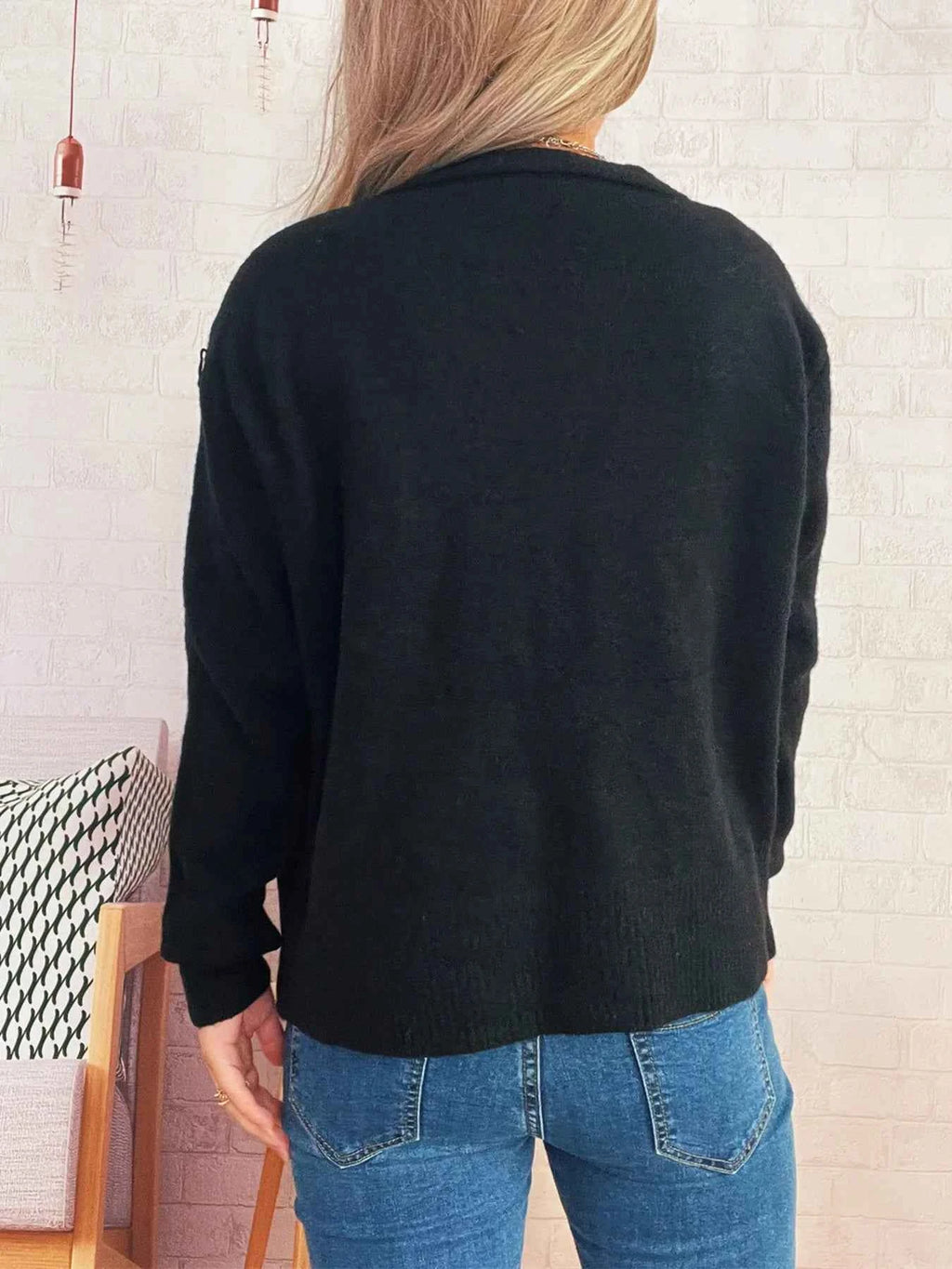 Ribbed Button-Front Knit Cardigan