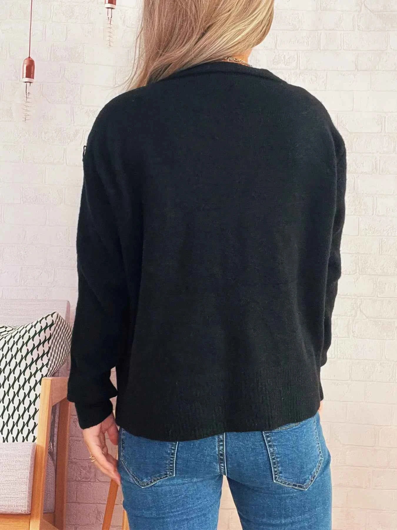 Ribbed Button-Front Knit Cardigan