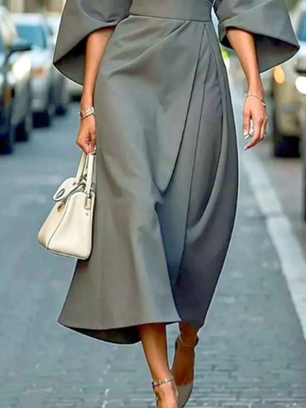 Round Neck 3/4 Sleeve Dress b29f83e9-c878-47bb-a197-e3c33cc2e117-Max-Origin