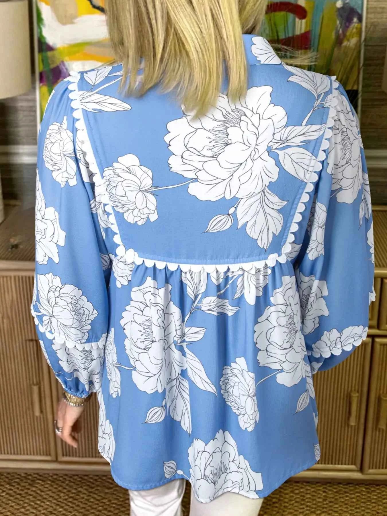Floral Print Babydoll Blouse b2b45e28-ba24-4587-b1a6-c158010a7329-Max-Origin