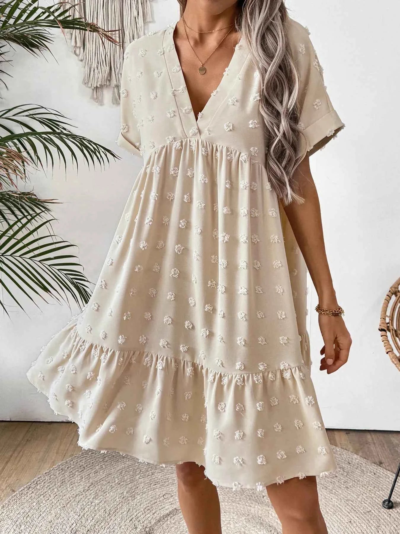 Ruffled Hem Swiss Dot Mini Dress b2b5f286ba174b1ebb6e6293684afc08-Max-Origin