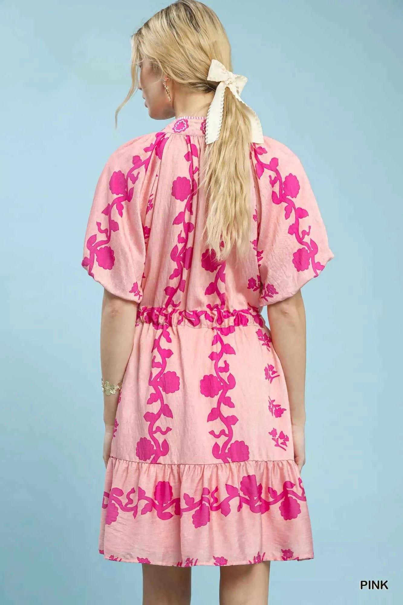 Umgee Floral Tie-Waist Boho Mini Dress b2c64a5d-c740-4bb3-b9b1-90a3ccb00f85-Max-Origin