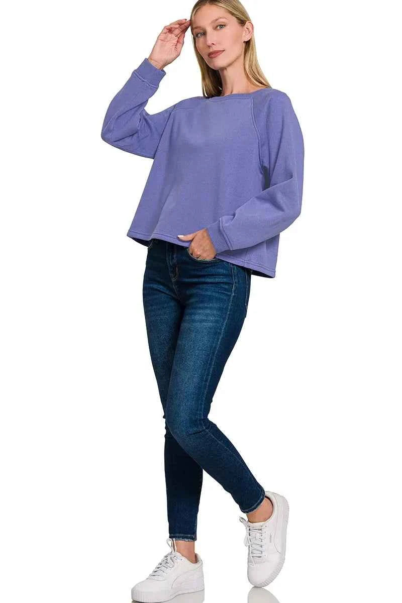 Zenana Fleece Raglan Round-Neck Sweatshirt b2c78aa4c9eb4428a446b57c89a4c01e-Max-Origin